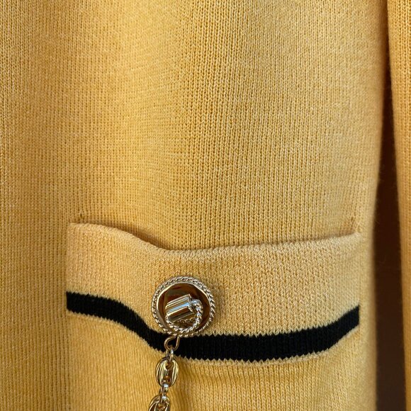St. John Cardigan Sweater Jacket w/ Chain Yellow - Picture 13 of 13